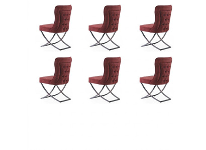 Eetkamer 6 stoelen Roestvrijstalen designmeubelen Gestoffeerde stoel Italiaanse stijl