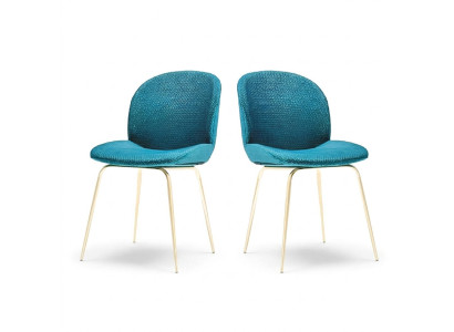 2x Stoel Groep Stoelen Set Textiel Stof Nieuw Gestoffeerde Eetkamer