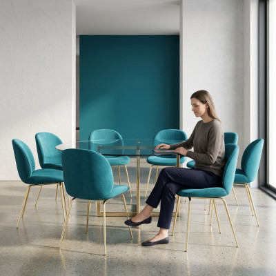 Ontwerpstoelen set 8x stoelen textiel gestoffeerde stoelen stof eetkamer nieuw