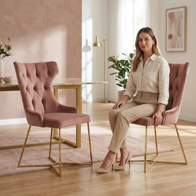 Chesterfieldstoel Set Groep 2x Fauteuil Suite Zitting Bekleding Fluweel.