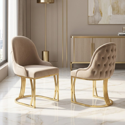 Eetkamer Textiel Gastro Stoel Ontwerp Set 4x Stoelen van Stof met Bekleding