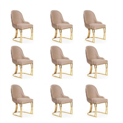 Ontwerpstoelset 8x stoelen Roestvrij staal Textiel Beklede eetkamerstoelen