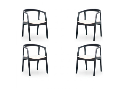 Stel 4x stoelontwerp houten textiel gestoffeerde stoelen gastronomisch eetkamerstof