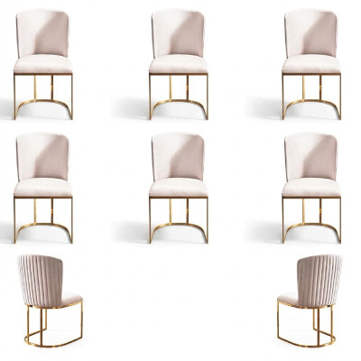 Eetkamerstoel Ontwerper Stoelen Nieuwe Set 6x Stof Massief Houten Stoel