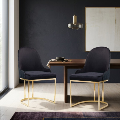 Eetkamermeubel set 2x stoel luxe nieuw blauw elegant modern houten stoel