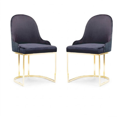 Eetkamermeubel set 2x stoel luxe nieuw blauw elegant modern houten stoel