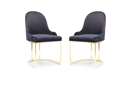 Eetkamermeubel set 2x stoel luxe nieuw blauw elegant modern houten stoel