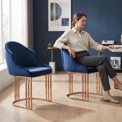 Ontwerper fauteuil luxe eetkamer 4x stoel stoelen gestoffeerd textiel modern