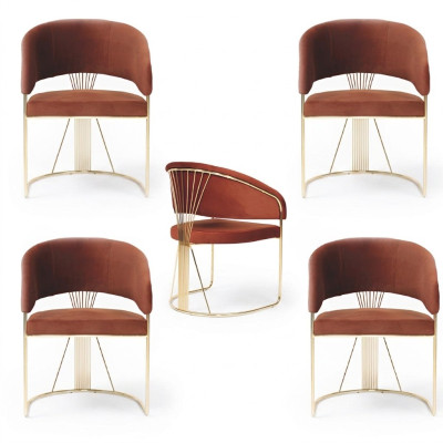 Groep stof bekleding eetkamer restaurant leunstoel stoel 4x stoelen set