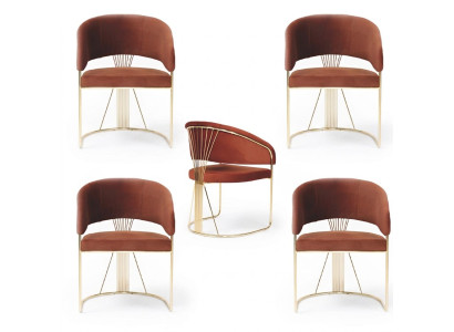 Groep stof bekleding eetkamer restaurant leunstoel stoel 4x stoelen set
