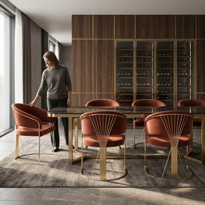 Ontwerp Gestoffeerde Stoel 6 Stoelen Groep Set Fauteuil Lounge Set Luxe