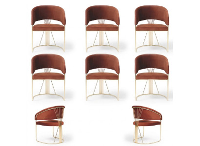 Ontwerp Gestoffeerde Stoel 6 Stoelen Groep Set Fauteuil Lounge Set Luxe