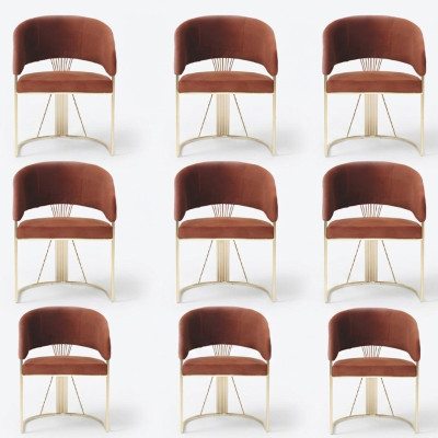 Eetgroep set van 8 textielstoelen gestoffeerde stoel set groep stoelen