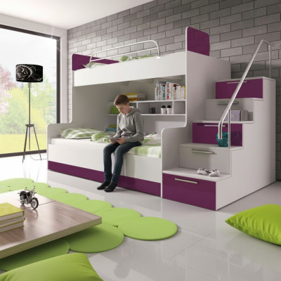 Paars stapelbed stapelbed kinderkamer bedden hoogslaper hoogglans meubels