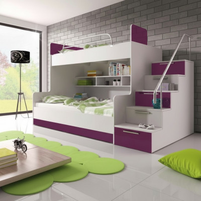 Paars stapelbed stapelbed kinderkamer bedden hoogslaper hoogglans meubels