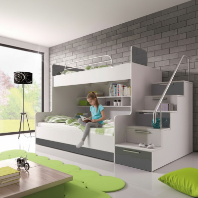 Grijze stapelbed stapelbed kinderkamer bedden hoogslaper hoogglans meubels