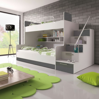 Grijze stapelbed stapelbed kinderkamer bedden hoogslaper hoogglans meubels