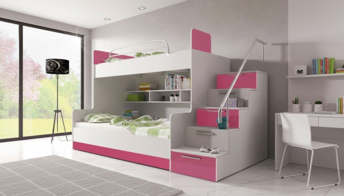 Verdieping Bed Kinderkamer Bedden Stapelbed Tweepersoonsbed Hoogglans Meubels Roze