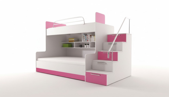 Verdieping Bed Kinderkamer Bedden Stapelbed Tweepersoonsbed Hoogglans Meubels Roze