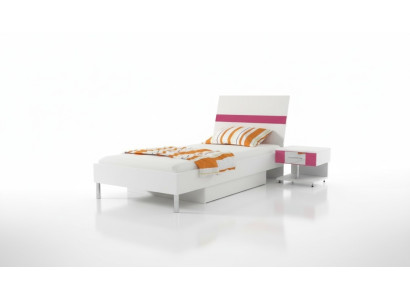 Bed + bedside table bedroom youth room children's room set furniture Pink 2 pieces.