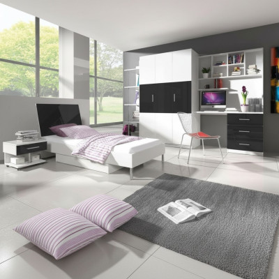 Kinderkamer 2-delige set hoogslaper kledingkast hoogglans tienerkamer meubels nieuw
