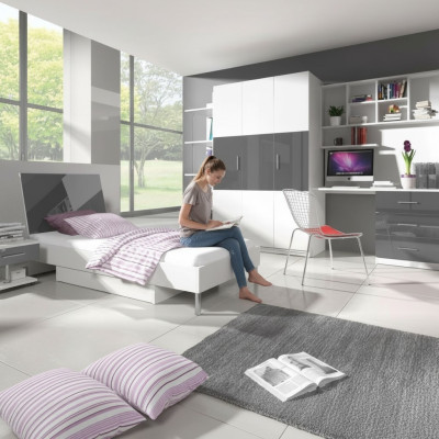 Slaapkamer Modern Kast Bed Nachtkastje Tafel 5-delig Jeugd Kinderen