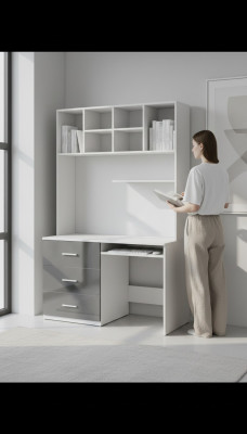 Bureau hoogglans grijs tafel kantoor kinderkamer slaapkamer tafels nieuw.