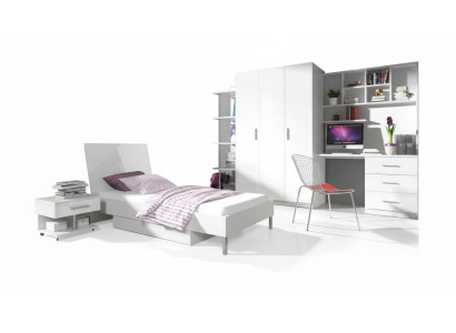 Modern kinderkamerset Bed Nachtkastje Kast Bureau Boekenplank 5-delig.