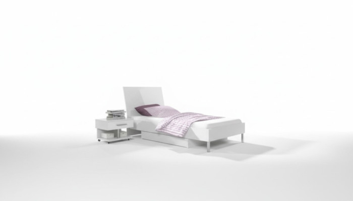 Bed + bedside table - bedroom nursery furniture beds white 2-piece set