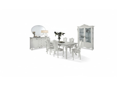 Eetkamer set eettafel 6x stoelen dressoir vitrine groep ensemble Italië 9-delig.