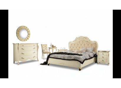 Slaapkamer set Beige Slaapkamer Bed Nachtkastje Commode Spiegel Stoel 6-delig.