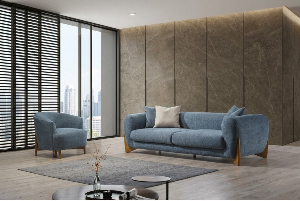 Woonkamer Klassieke bankstel 3-zits Italiaanse stijl Nieuwe fauteuil 2-delig.