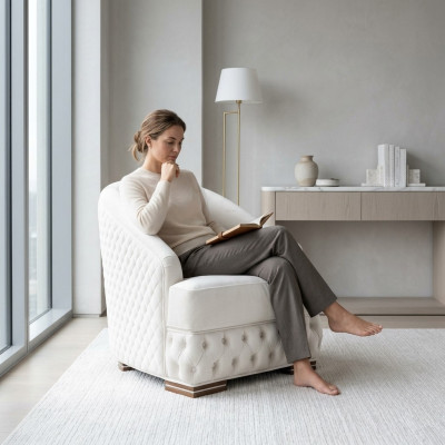 Fauteuil 1-zits Wit Chesterfield Relax Italiaanse Meubels Inrichting