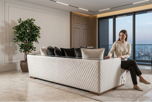Bankstel 3-zitter Wit Luxe Woonkamer Klassieke Italiaanse Stijl