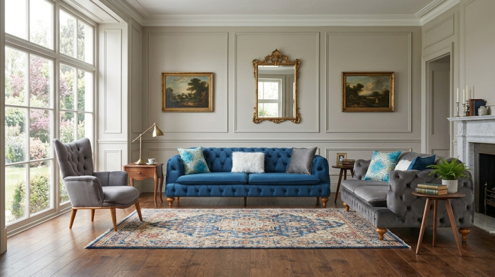 Sofasetbank Bank 3+3+1 Chesterfield fauteuil meubel bekledingsset veelkleurig