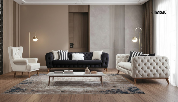 Fauteuil 1-zits Wit Woonkamer Textiel Design Chesterfield Oorfauteuil