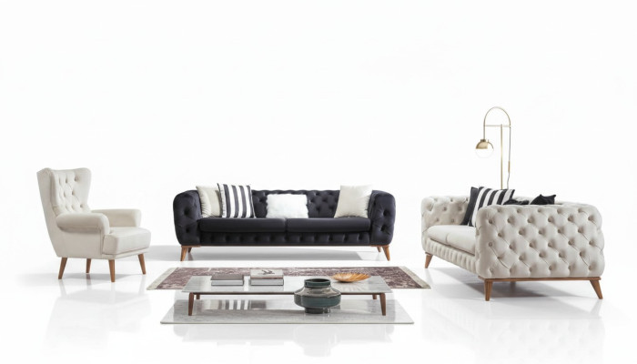 Bank 3-zits Wit Luxe Meubels Chesterfield Meubels Italiaanse Stijl