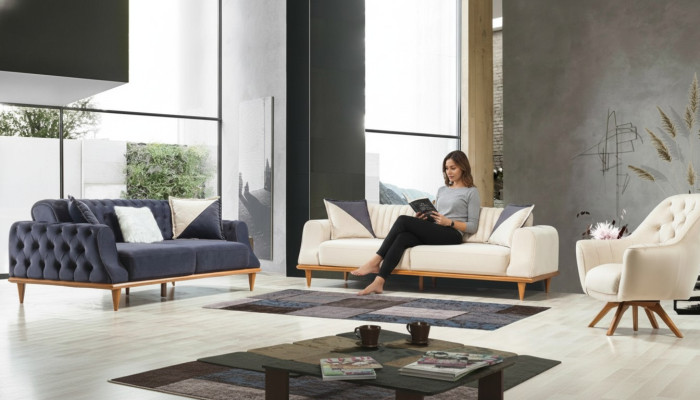 Luxe bankstel Zachte bank Textielstoffen bankstel Set 3-zits meubels