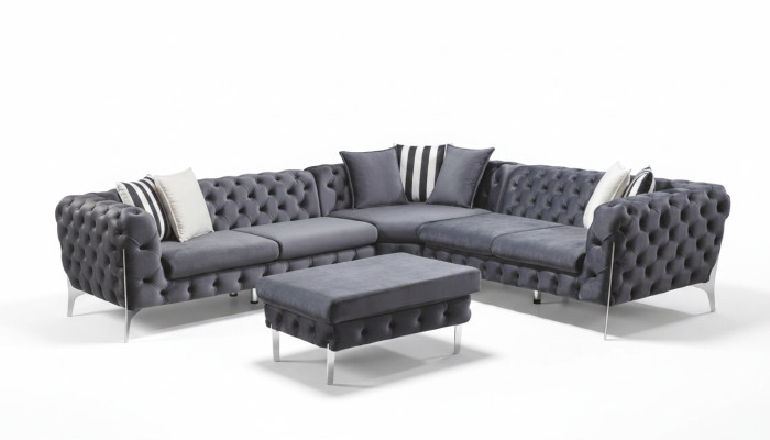 Poef Blauw Woonkamer Chesterfield Elegante Meubels Italiaanse Stijl