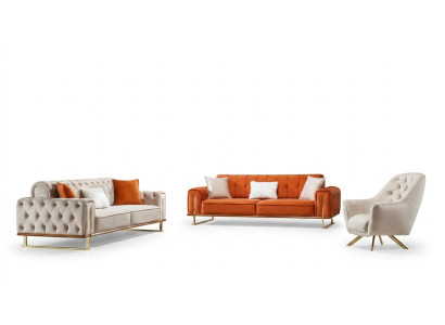 Fauteuil 1-zits Beige Chesterfield Luxe Design Eenpersoonsmeubels Stof