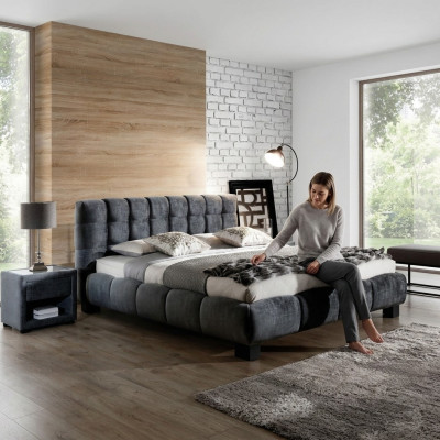 Bed Grijs Slaapkamer Meubels Textiel Ontwerp 160x200cm Bedden Fluweel