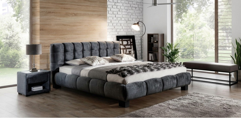 Bed Grijs Slaapkamer Meubels Textiel Ontwerp 160x200cm Bedden Fluweel