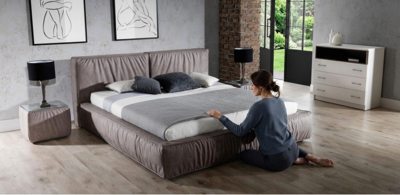 Bed Bruin Slaapkamer Hout Meubelen Textiel Klassieke Art Deco Stijl