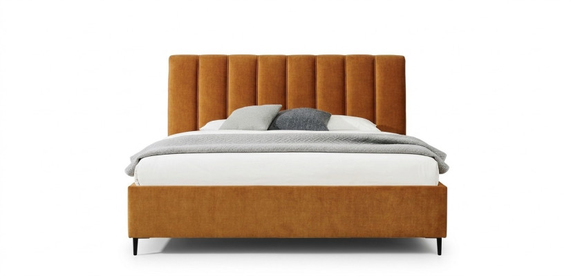 Bed oranje slaapkamer gestoffeerd meubilair textiel moderne stijl bedden