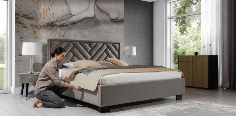 Bekleding bed meubels slaapkamerbedden taupe bruin 200x200cm fluweel