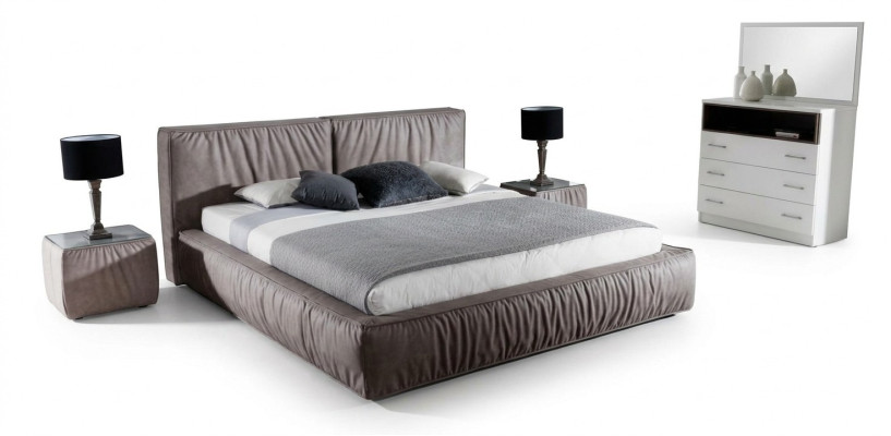 Slaapkamer set Bruin Bed Nachtkastje Elegant Ontwerp Modern Hout Meubilair 3-delig