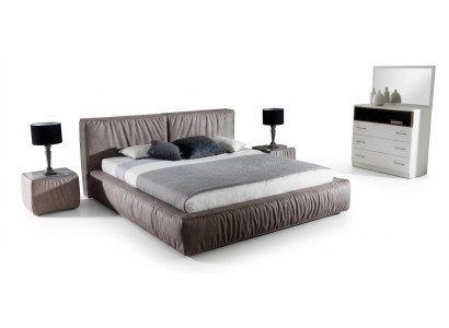 Slaapkamer set Bruin Bed Nachtkastje Elegant Ontwerp Modern Hout Meubilair 3-delig