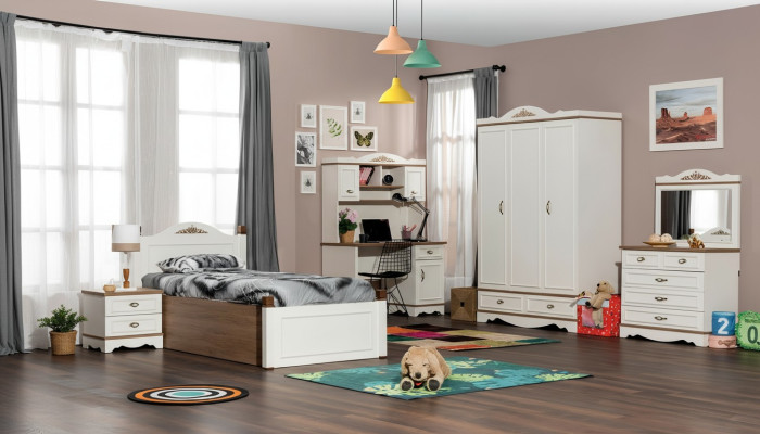 Klassieke kinderkamer jeugdkamer slaapkamerset compleet 5-delig. Hout Nieuw