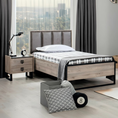 Loft Design Bedden Slaapkamer Bed Hout met Gestoffeerd Hoofdeinde Bedframe Nieuw