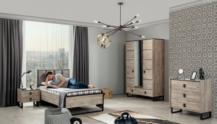 Kinderkamer set Kinderbed Nachtkastje Kledingkast Commode Slaapkamer Nieuw